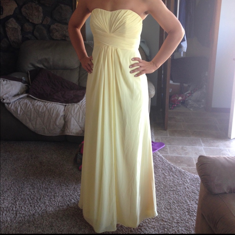 Pastel Yellow Strapless Long Dress